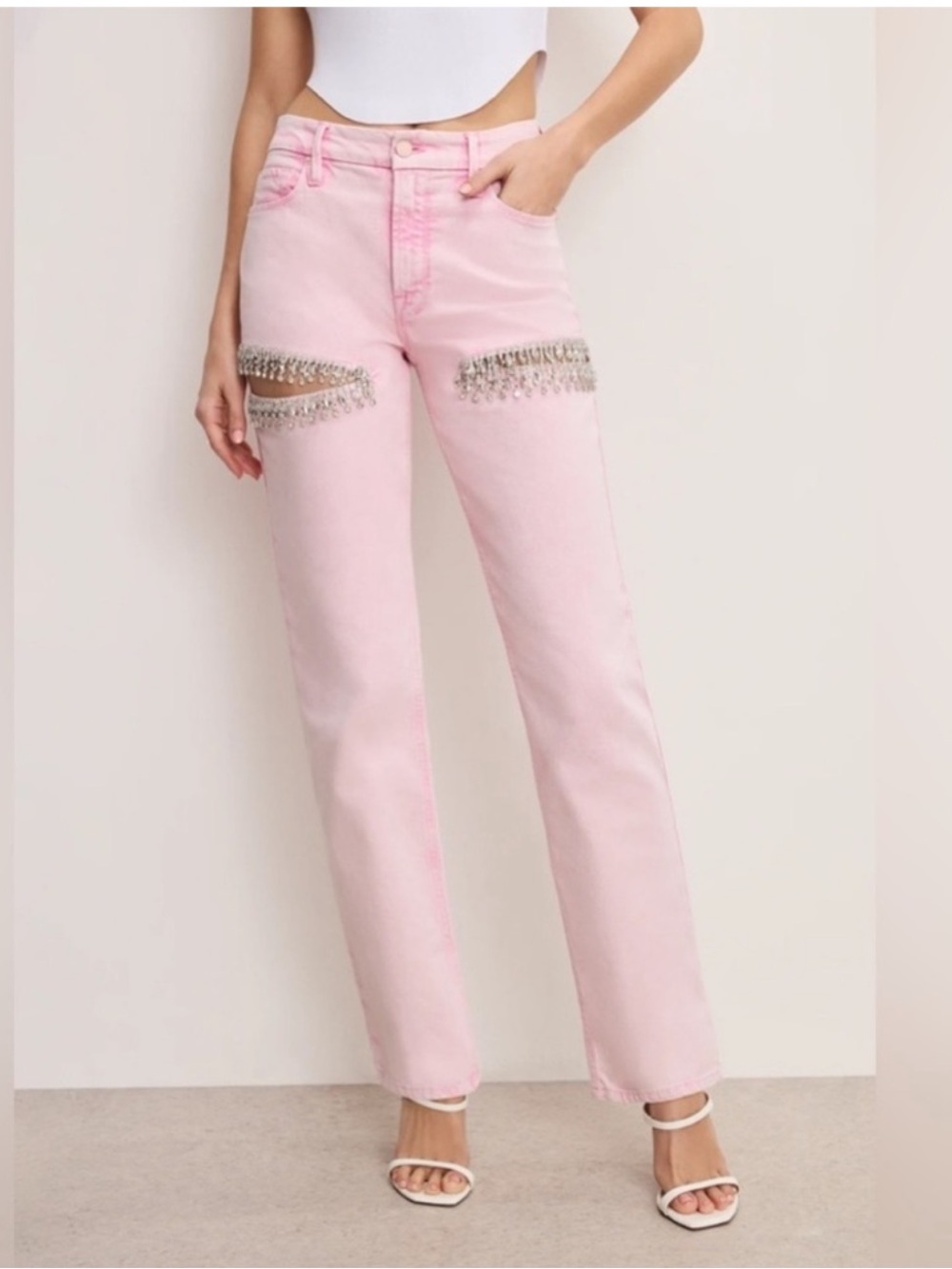 GOOD ICON STRAIGHT
DIAMOND JEANS- ROSE
QUARTZ sz 4 $189